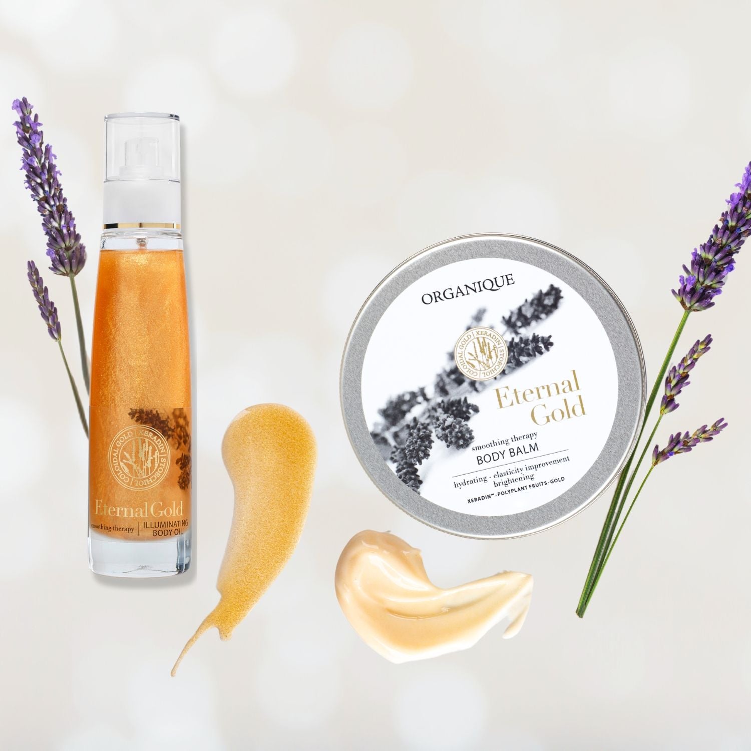 ORGANIQUE Eternal Gold Duo RADIANCE| Body Balm Moisturiser + Illuminating Dry Body Oil