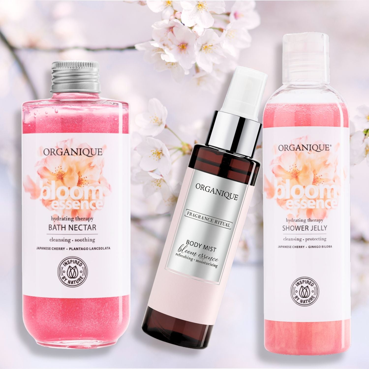 ORGANIQUE Bloom Essence Set INDULGENCE| Bath Nectar + Shower Jelly + Body Mist