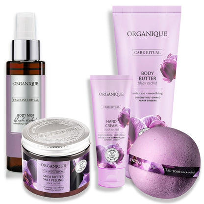 ORGANIQUE Black Orchid HOME SPA|Peeling+Bath Bomb+Moisturiser+Hand Cream+Body Mist