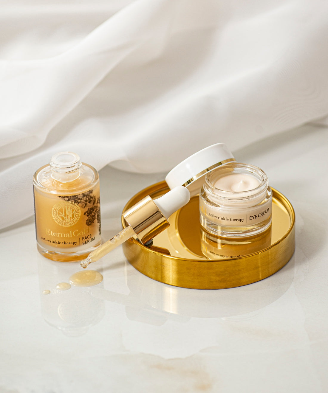 ORGANIQUE Eternal Gold Skincare Duo GLOW| Face Serum + Anti-Wrinkle Eye Cream