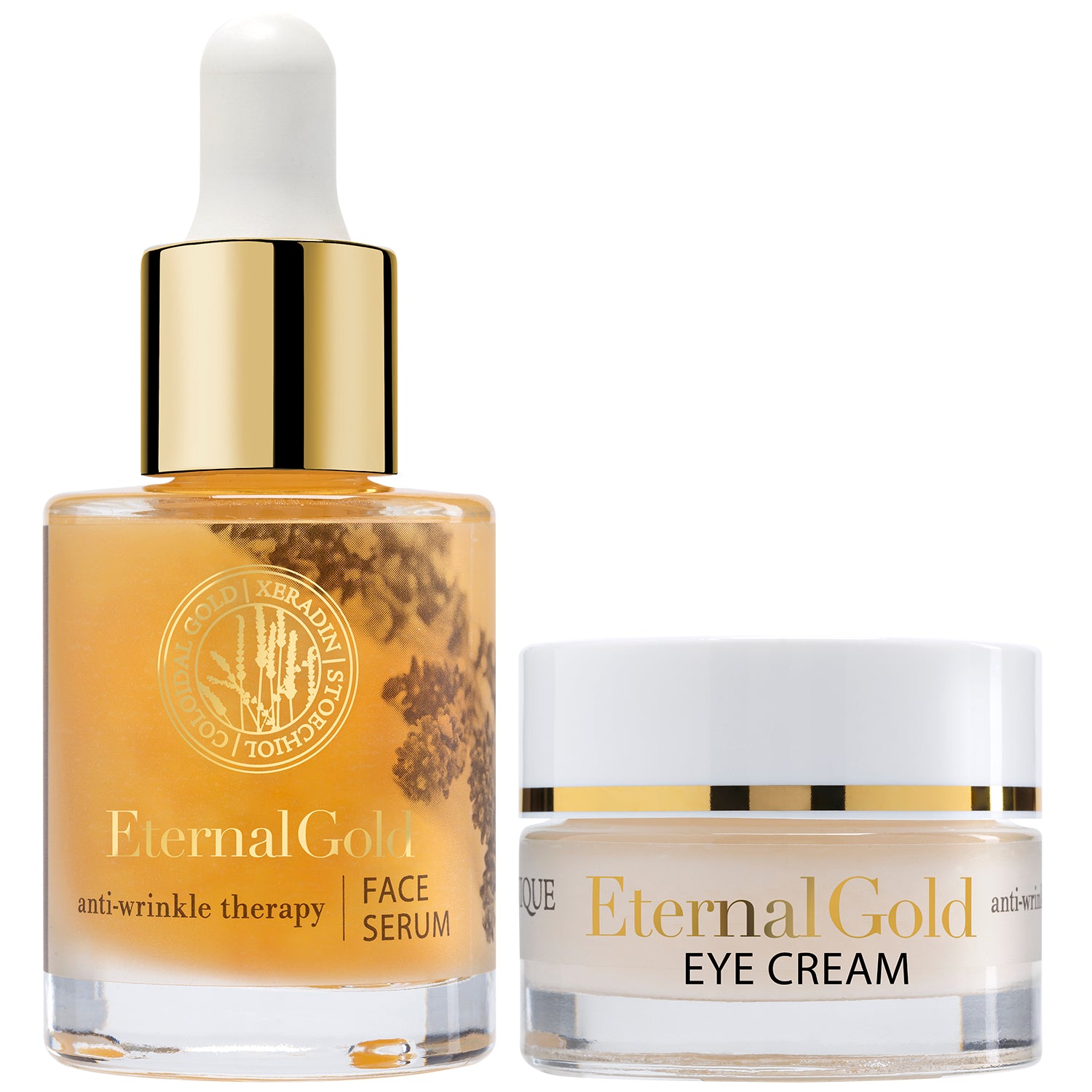 ORGANIQUE Eternal Gold Skincare Duo GLOW| Face Serum + Anti-Wrinkle Eye Cream