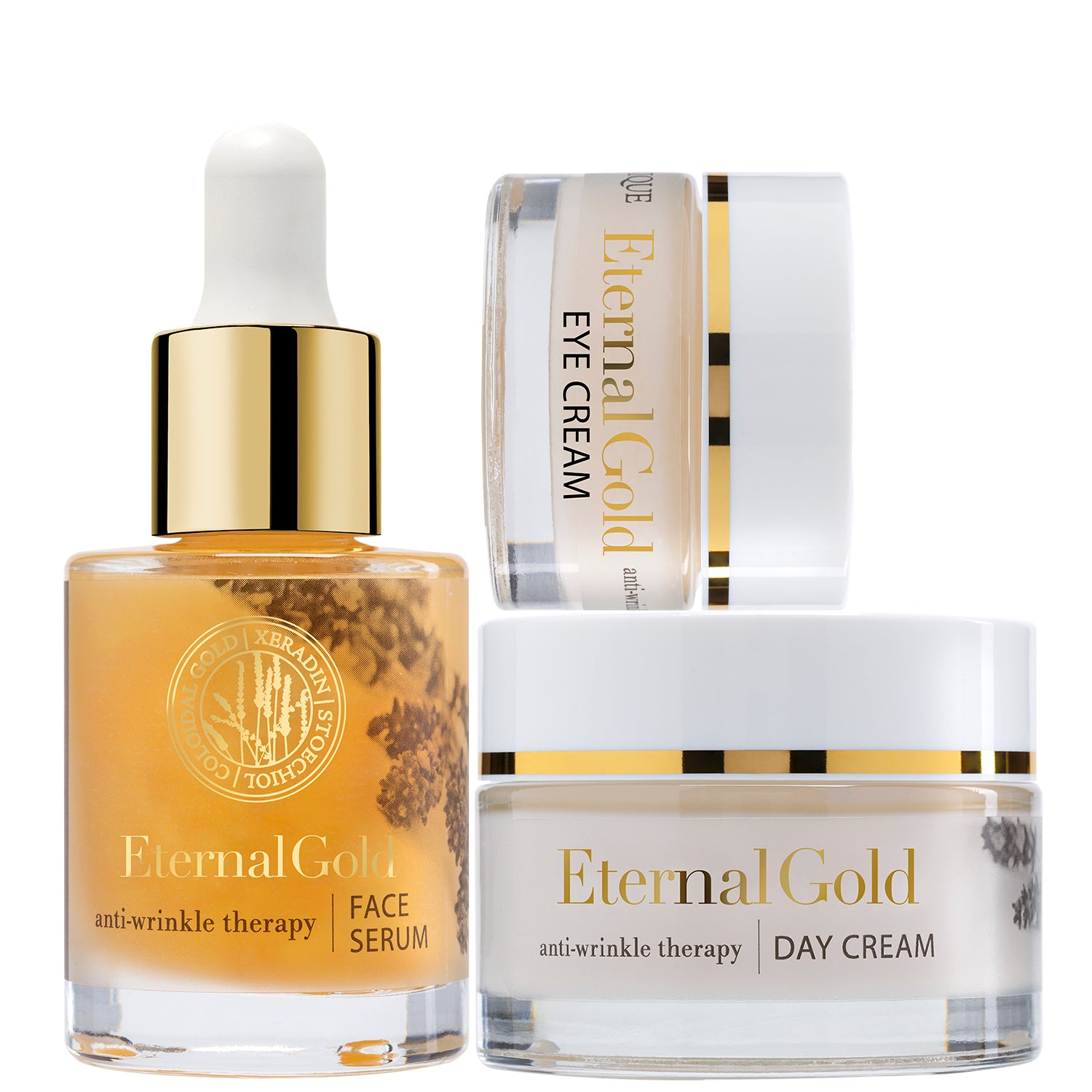 ORGANIQUE Eternal Gold Skincare Set BEAUTIFUL DAY| Serum + Day Cream Moisturiser + Anti-Wrinkle Eye Cream